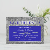 Silberblaue Hochzeit Save The Date (Stehend Vorderseite)