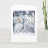 Silberblaue Kerze, Schneeflocke polnisches Weihnac Feiertagskarte (Rückseite)