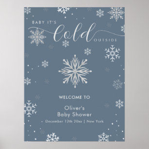 Silberblaue magische Schneeblume Baby Shower Willk Poster