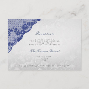 Silberblaue Navy-Spitze Vip-Hochzeitsempfang Einladung