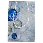 Silberblaue Ornamente Mittlere Geschenktüte (Rückseite)