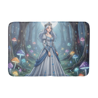 Silberblaue Prinzessin im Wald Badematte