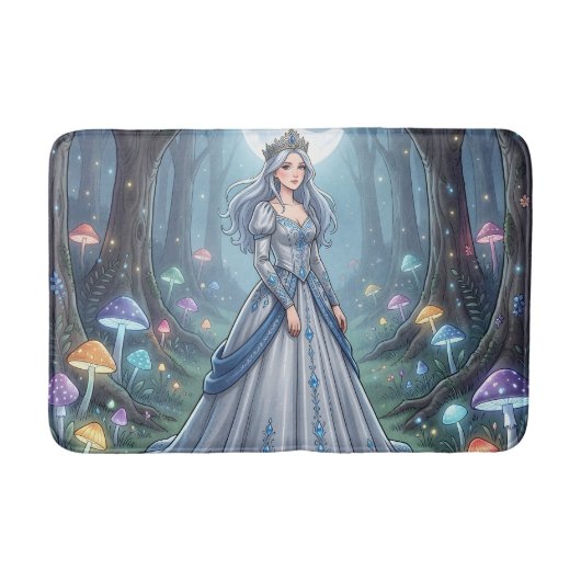 Silberblaue Prinzessin im Wald Badematte (Vorderseite)