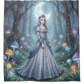 Silberblaue Prinzessin im Wald Duschvorhang (Vorderseite)