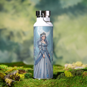 Silberblaue Prinzessin im Wald Trinkflasche