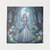 Silberblaue Prinzessin im Wald Wandteppich (Vorderseite)