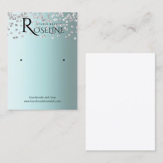 Silberblaue Schmuckschmuckanzeige für Weißer Glitz Visitenkarte (Vorne/Hinten)