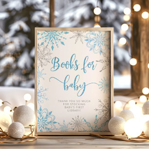 Silberblaue Schneeflocken Bücher für Baby Poster
