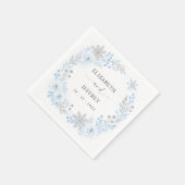 Silberblaue Schneeflocken Florale Winterhochzeit Serviette (Ecke)