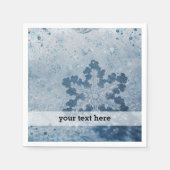 Silberblaue Schneeflocken Serviette (Vorderseite)