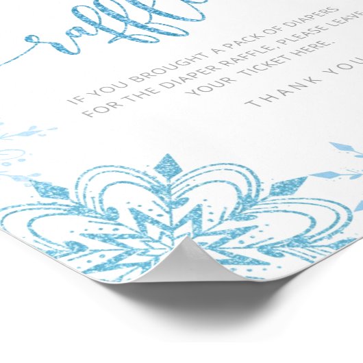 Silberblaue Schneeflocken Windelraffinerie Poster (Ecke)