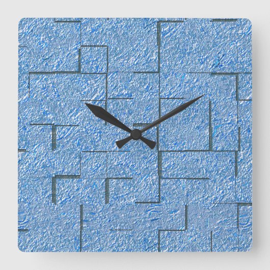 Silberblaue Textur mit Mosaikeffekt und Relief Quadratische Wanduhr (Vorderseite)