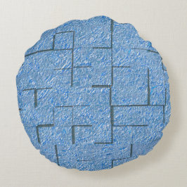 Silberblaue Textur mit Mosaikeffekt und Relief Rundes Kissen
