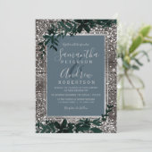 Silberblaue Typografie-Blattschneebesen Einladung (Stehend Vorderseite)