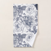Silberblaue Vintage Blume Muster Badetuch Set (Handtuch)