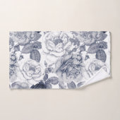 Silberblaue Vintage Blume Muster Badetuch Set (Handtuch)