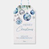 Silberblaue Weihnachtsbaumchen Geschenkanhänger (Vorderseite)