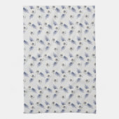 Silberblaue weiße Blumen & Immergrün Geschirrtuch (Vertikal)