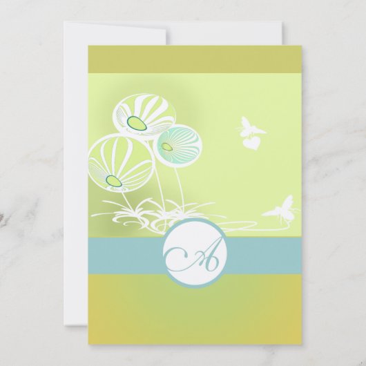 Silberblauer Blumen und Bienen zum Hochzeitsempfan Einladung (Rückseite)