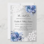 Silberblauer Blumenstrauß zum Verweilen auf der Ho Einladung (Vorderseite)