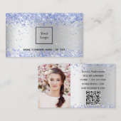 Silberblauer Foto QR-Code Visitenkarte (Vorne/Hinten)