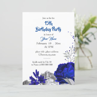 Silberblauer Geburtstag Einladung