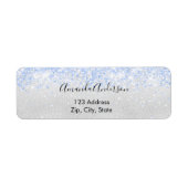 Silberblauer Glitter glamouröse Rücksendeadresse (Vorne)