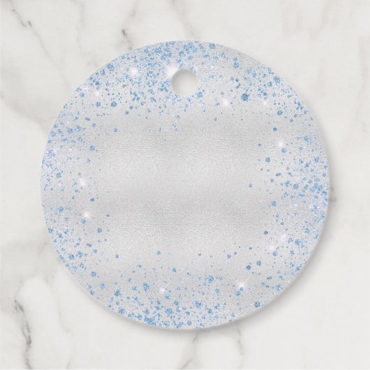 Silberblauer Glitzer Danke Hochzeit Geschenkanhänger (Rückseite)