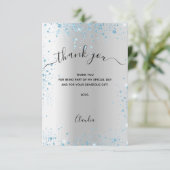 Silberblauer Glitzer Dankeschön Karte (Stehend Vorderseite)