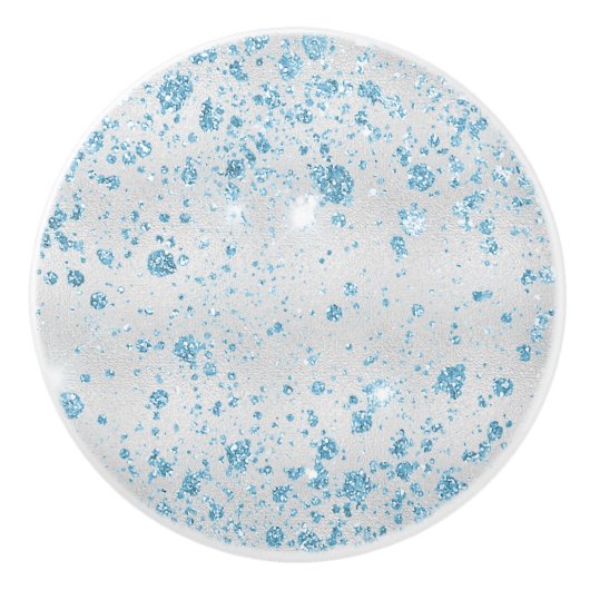 Silberblauer Glitzer elegant Keramikknauf (Vorderseite)