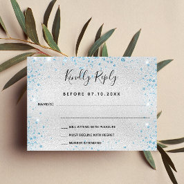 Silberblauer Glitzer Hochzeit RSVP