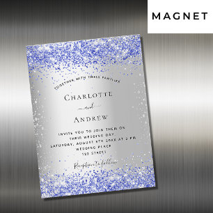 Silberblauer Glitzer Hochzeitsmagnet Magnetkarte