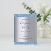 Silberblauer Glitzer Weihnachten Party Einladung (Stehend Vorderseite)