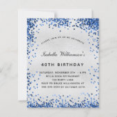 Silberblauer Glitzer zum Geburtstag - Einladung (Vorderseite)