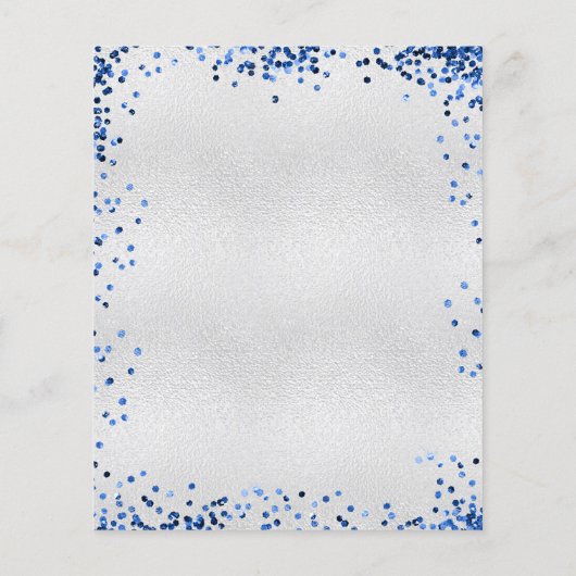 Silberblauer Glitzer zum Geburtstag - Einladung Flyer (Hinten)