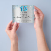 Silberblauer Haushalt für Quinceanera Save the Dat Flyer (Gruppe)
