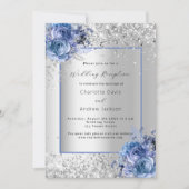 Silberblauer Hochzeitsempfang Einladung (Vorderseite)
