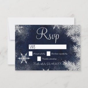 Silberblauer Schneeflocken Hochzeit rsvp Wunderlan Karte