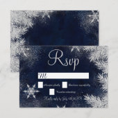 Silberblauer Schneeflocken Hochzeit rsvp Wunderlan Karte (Vorne/Hinten)