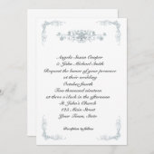 Silberblauer Schneeflocken Winterhochzeit Einladun Einladung (Vorne/Hinten)