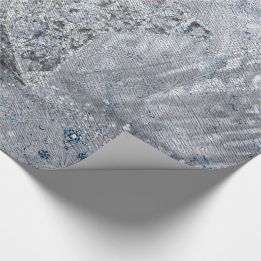 Silberblauer Stern Geschenkpapier (Ecke)