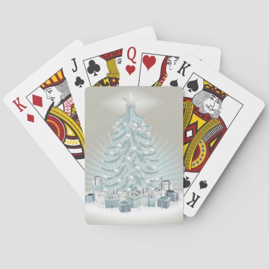 Silberblauer Weihnachtsbaum, Bälle und Geschenke Spielkarten (Rückseite)