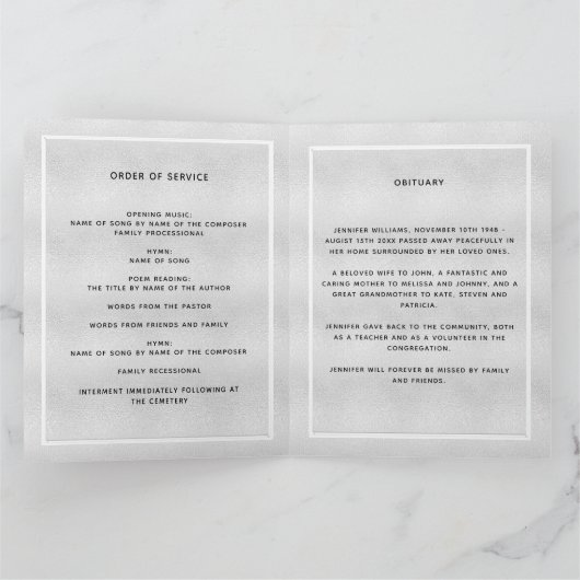 Silberblaues blumengeschmücktes Foto Dankeskarte (Innenseite)