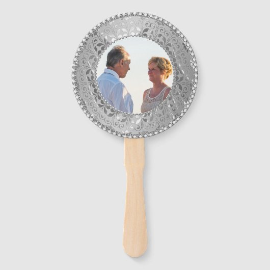 Silberblume Damast Anniversary Hand Fan Fächer (Rückseite)