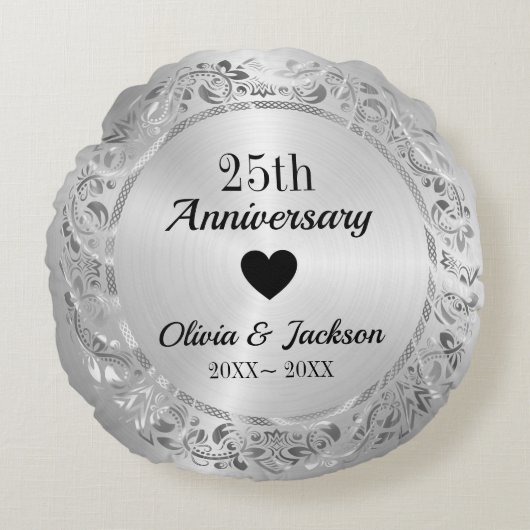 Silberblume Rundes Kissen (Vorderseite)