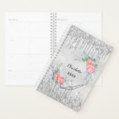 Silberblumen Glitzer Rosa Rosa Name Geo 2025 Planer (Anzeige)