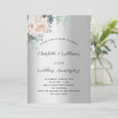 Silberblumen Luxus 25. Hochzeitstag Einladung (Stehend Vorderseite)