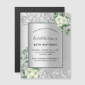 Silberblumengrün Geburtstagsmagnet Magnetkarte (Vorne/Hinten)