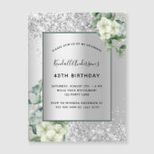 Silberblumengrün Geburtstagsmagnet Magnetkarte (Vorderseite)