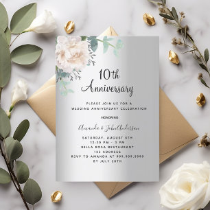 Silberblütengrün 10. Hochzeitstag Einladung
